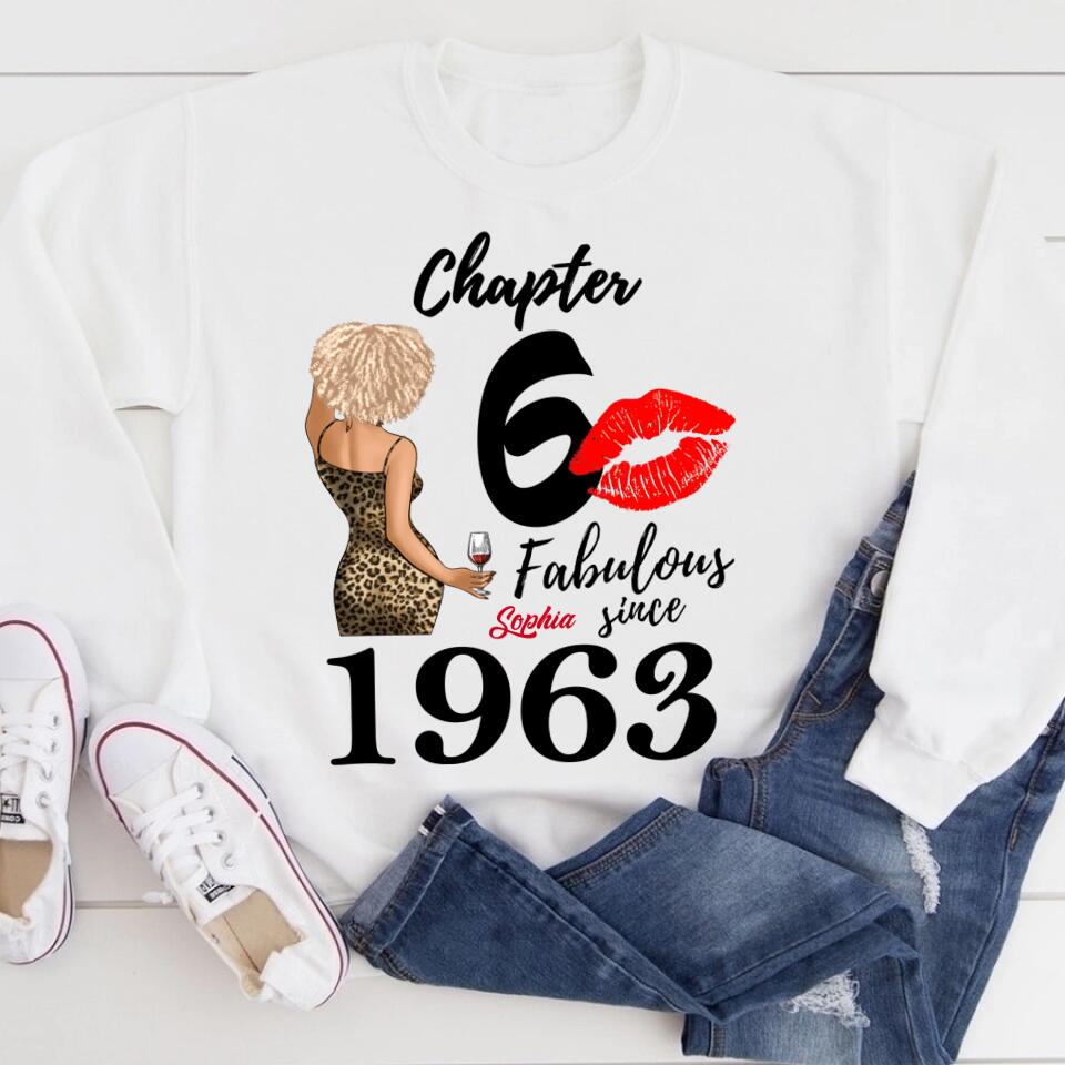 Chapter 60, Fabulous Since 1963 60th Birthday Unique T Shirt For Woman, Custom Birthday Shirt, Her Gifts For 60 Years Old , Turning 60 Birthday Cotton Shirt