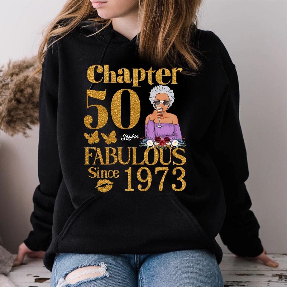 Chapter 50, Fabulous Since 1973 50th Birthday Unique T Shirt For Woman, Custom Birthday Shirt, Her Gifts For 50 Years Old , Turning 50 Birthday Cotton Shirt