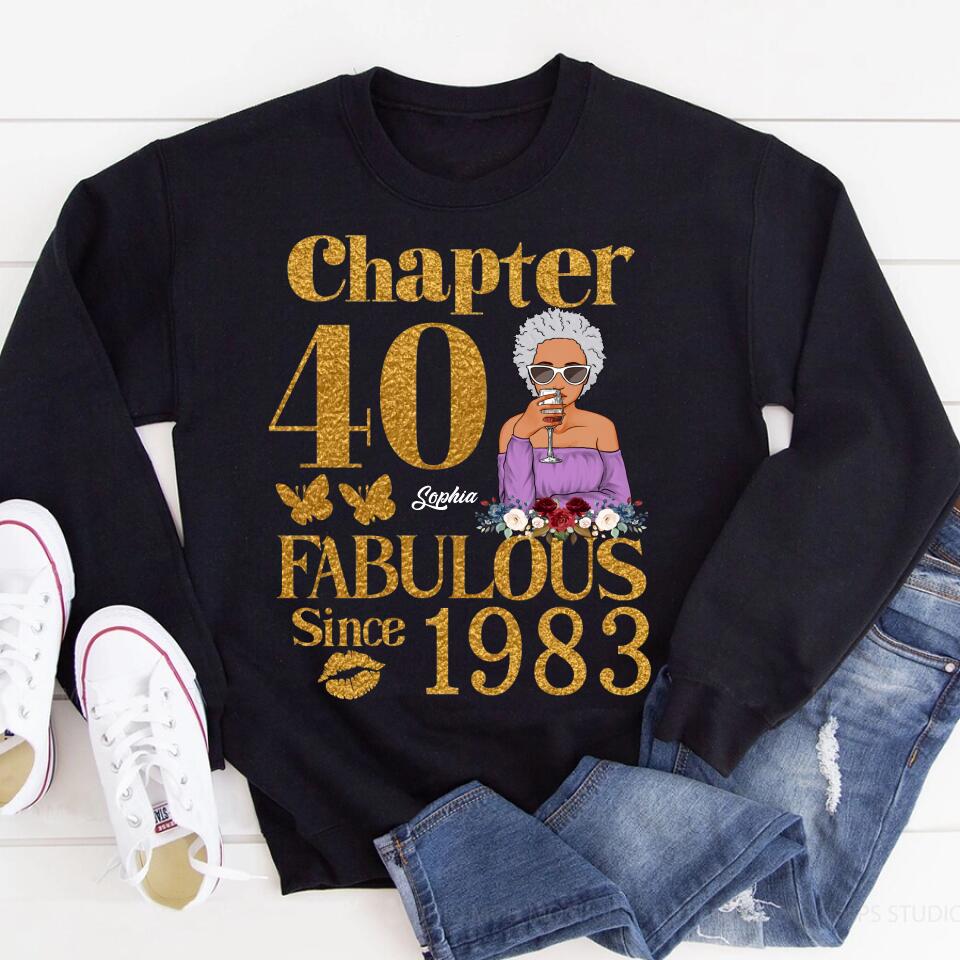 Chapter 40, Fabulous Since 1983 40th Birthday Unique T Shirt For Woman, Custom Birthday Shirt, Her Gifts For 40 Years Old , Turning 40 Birthday Cotton Shirt