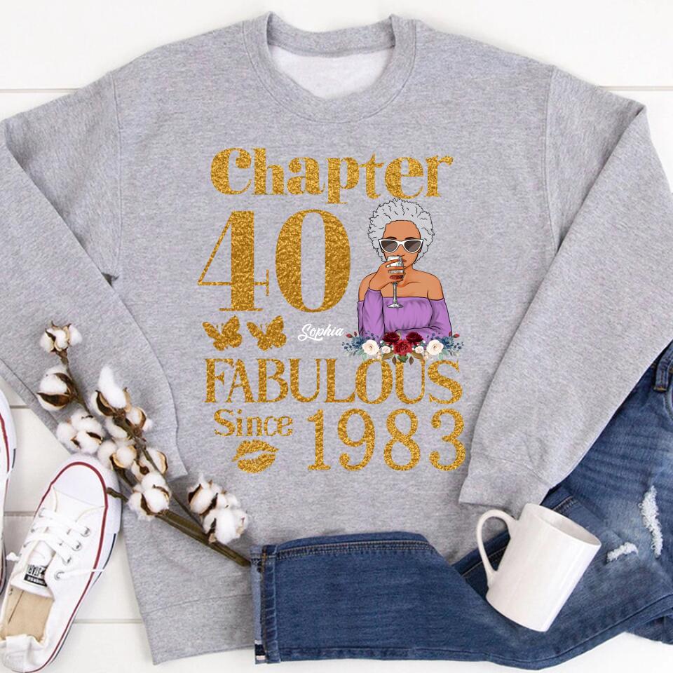Chapter 40, Fabulous Since 1983 40th Birthday Unique T Shirt For Woman, Custom Birthday Shirt, Her Gifts For 40 Years Old , Turning 40 Birthday Cotton Shirt