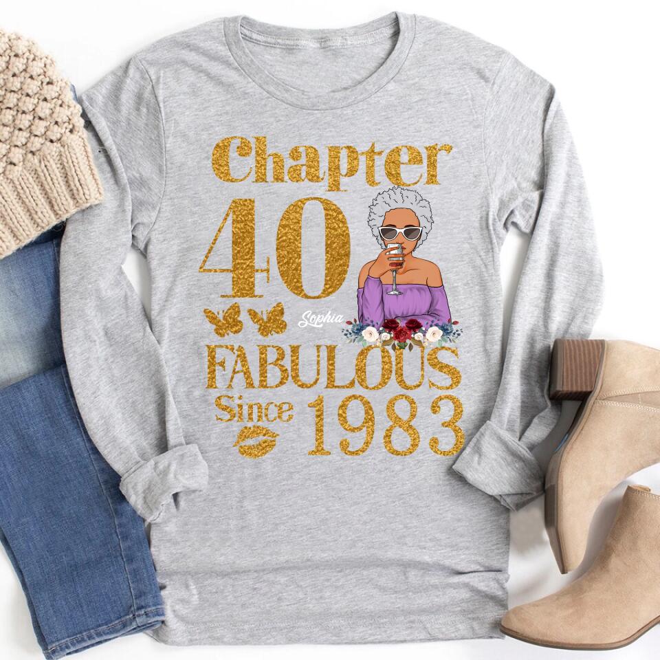 Chapter 40, Fabulous Since 1983 40th Birthday Unique T Shirt For Woman, Custom Birthday Shirt, Her Gifts For 40 Years Old , Turning 40 Birthday Cotton Shirt