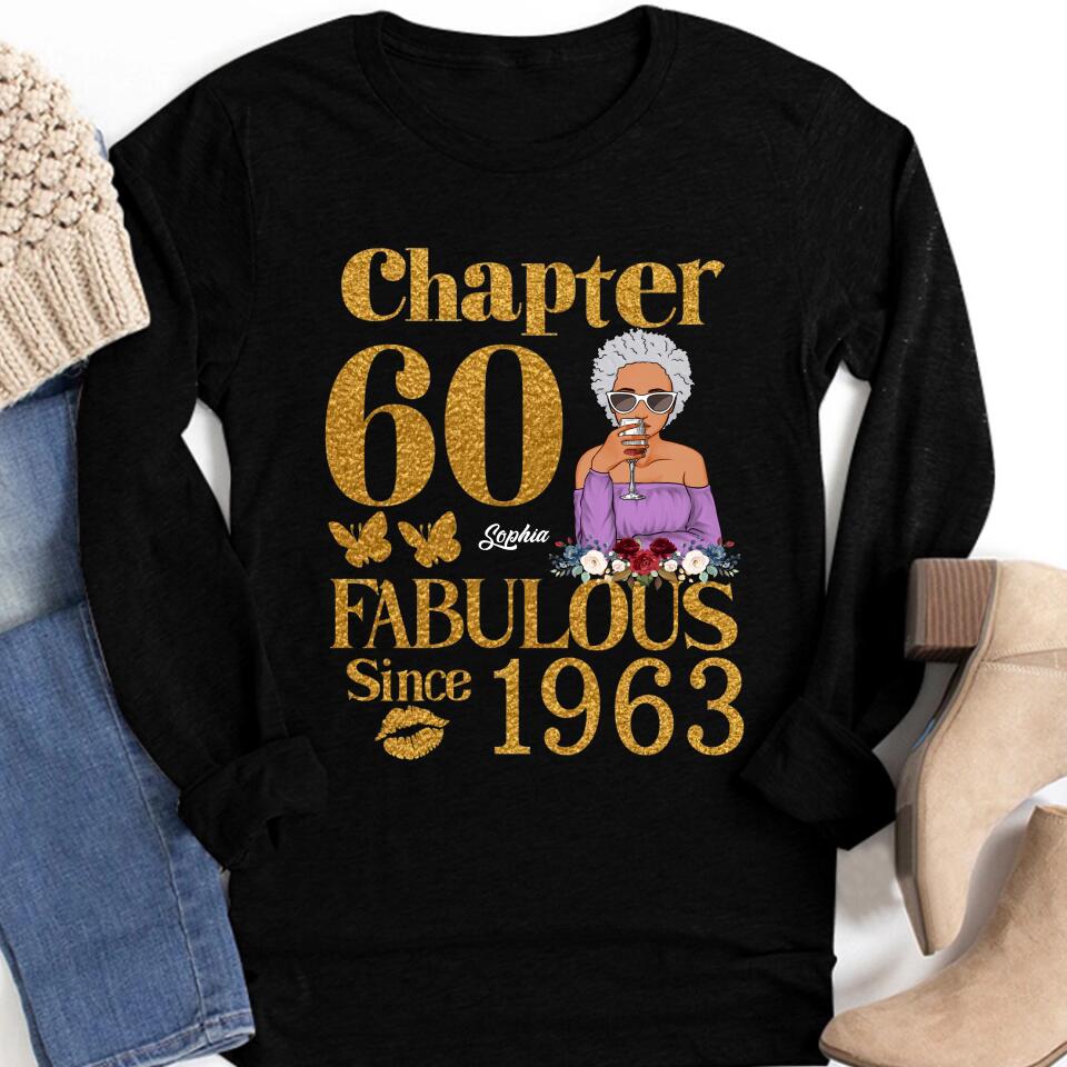 Chapter 60, Fabulous Since 1963 60th Birthday Unique T Shirt For Woman, Custom Birthday Shirt, Her Gifts For 60 Years Old , Turning 60 Birthday Cotton Shirt