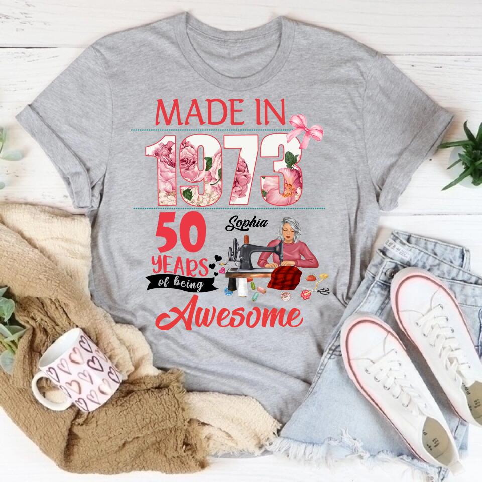 50th Birthday Shirts, Custom Birthday Shirts, Turning 50 Shirt For Women, Turning 50 And Fabulous Shirt, 1973 Shirt, Best Gifts For Women Turning 50, Gifts For Sewers, Sew Crafty, Sewing Lover Cotton Shirt For Women