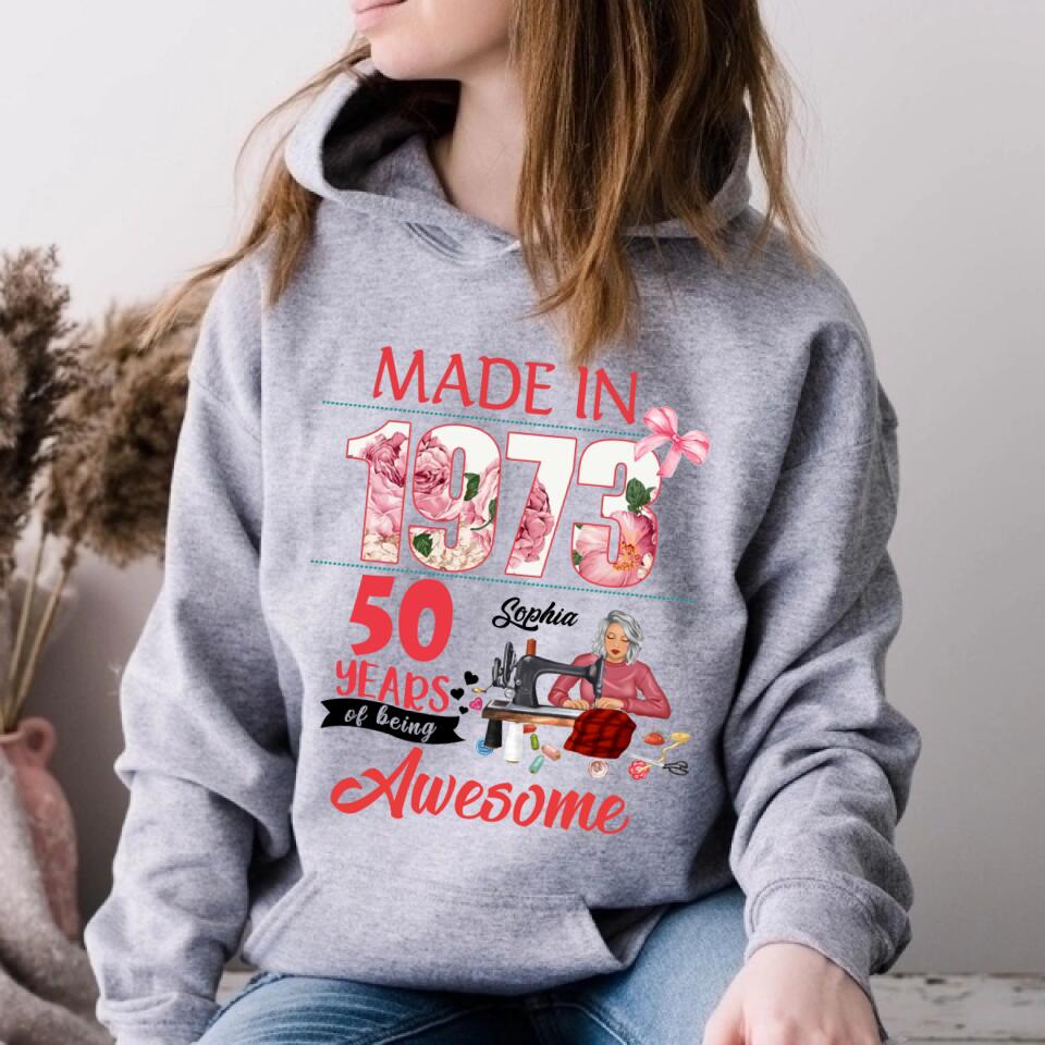 50th Birthday Shirts, Custom Birthday Shirts, Turning 50 Shirt For Women, Turning 50 And Fabulous Shirt, 1973 Shirt, Best Gifts For Women Turning 50, Gifts For Sewers, Sew Crafty, Sewing Lover Cotton Shirt For Women
