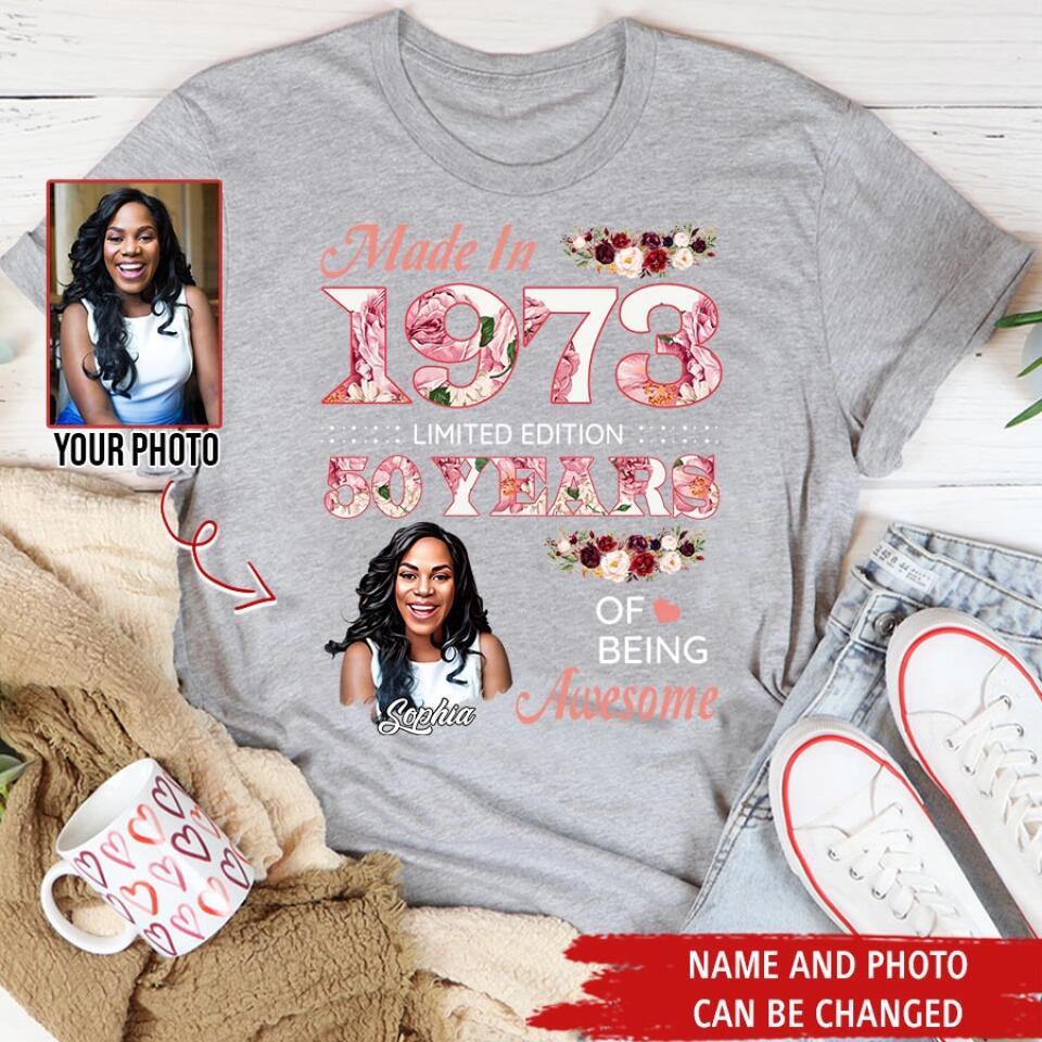 50th Birthday Shirts For Her, Personalised 50th Birthday Gifts, 1973 T Shirt, 50 and Fabulous Shirt, Custom Birthday Shirt