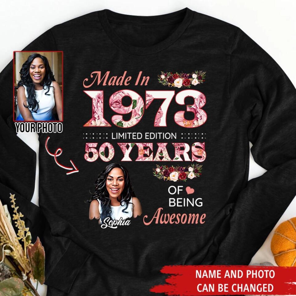 50th Birthday Shirts For Her, Personalised 50th Birthday Gifts, 1973 T Shirt, 50 and Fabulous Shirt, Custom Birthday Shirt