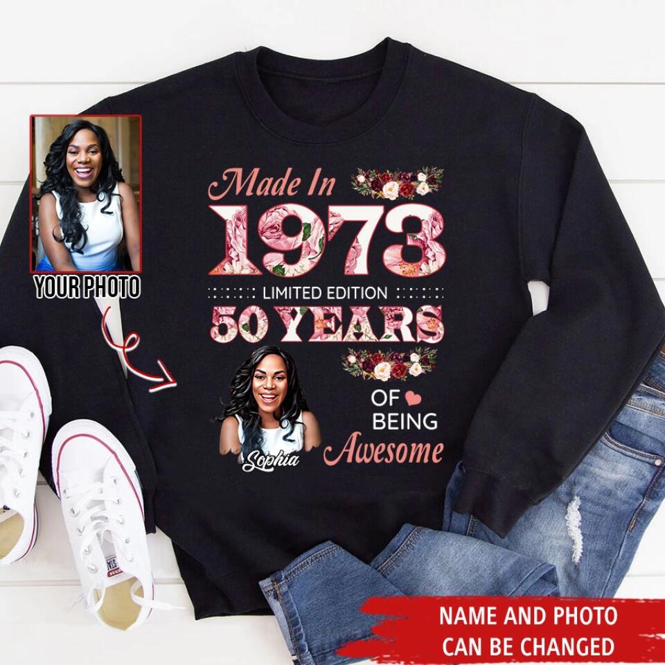 50th Birthday Shirts For Her, Personalised 50th Birthday Gifts, 1973 T Shirt, 50 and Fabulous Shirt, Custom Birthday Shirt