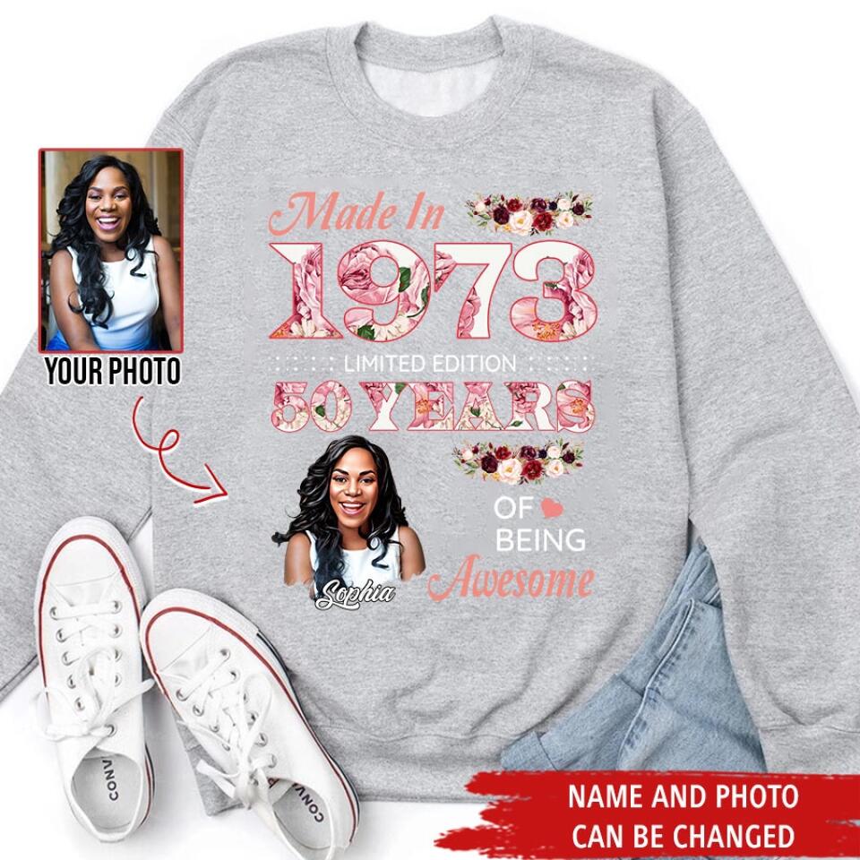 50th Birthday Shirts For Her, Personalised 50th Birthday Gifts, 1973 T Shirt, 50 and Fabulous Shirt, Custom Birthday Shirt