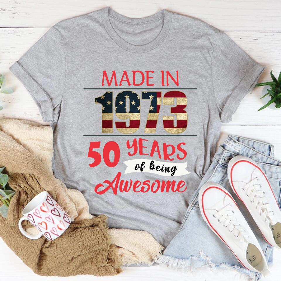 50th Birthday Shirts For Her, Personalised 50th Birthday Gifts, 1973 T Shirt, 50 and Fabulous Shirt, Custom Birthday Shirt