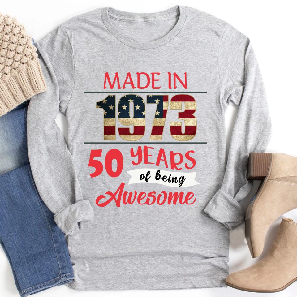 50th Birthday Shirts For Her, Personalised 50th Birthday Gifts, 1973 T Shirt, 50 and Fabulous Shirt, Custom Birthday Shirt