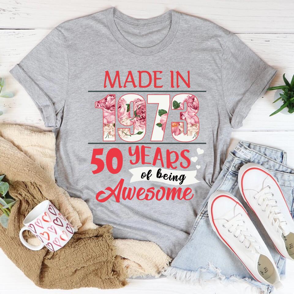 50th Birthday Shirts For Her, Personalised 50th Birthday Gifts, 1973 T Shirt, 50 and Fabulous Shirt, Custom Birthday Shirt