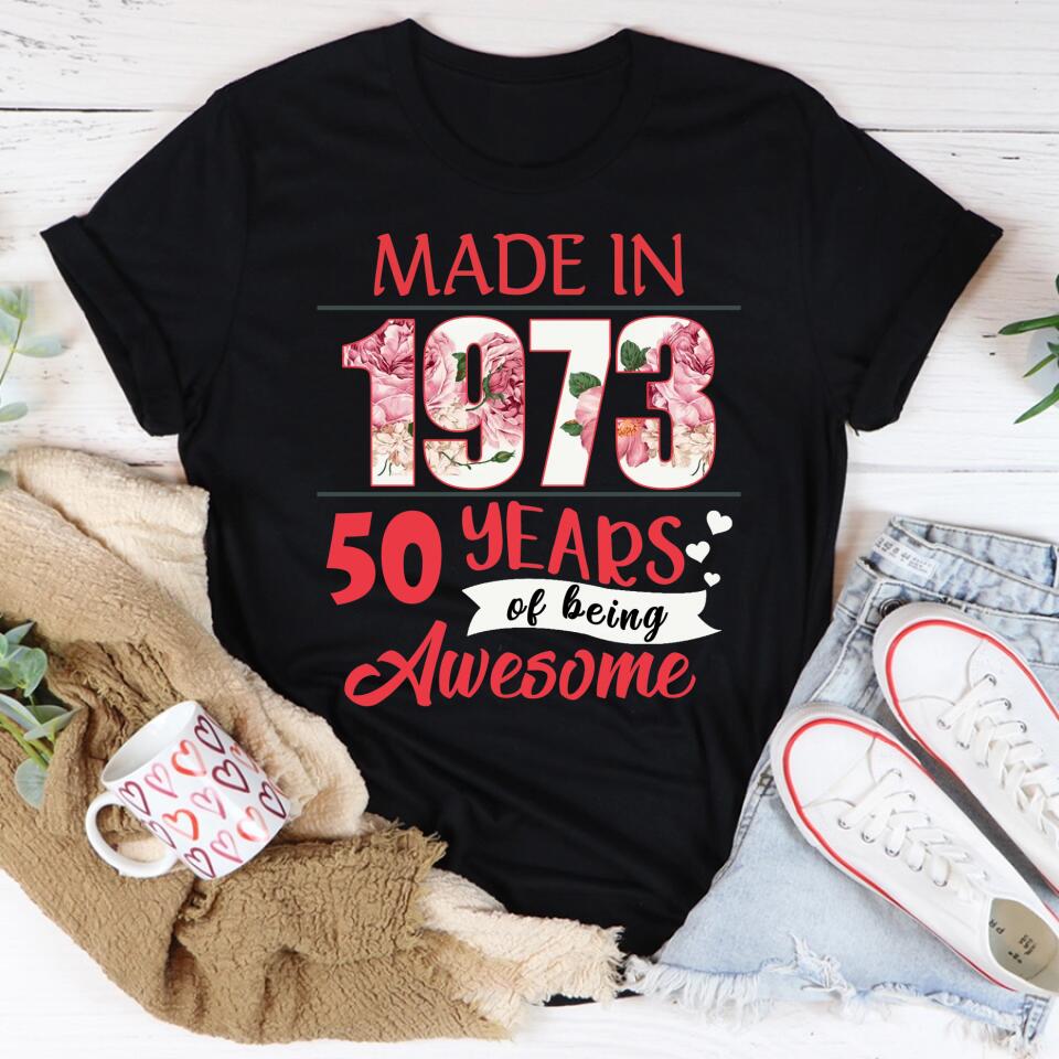 50th Birthday Shirts For Her, Personalised 50th Birthday Gifts, 1973 T Shirt, 50 and Fabulous Shirt, Custom Birthday Shirt