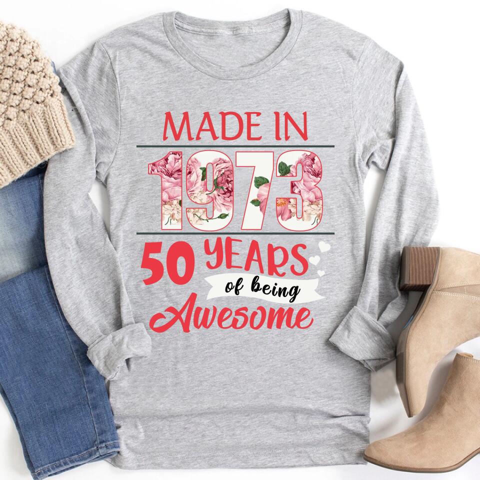 50th Birthday Shirts For Her, Personalised 50th Birthday Gifts, 1973 T Shirt, 50 and Fabulous Shirt, Custom Birthday Shirt