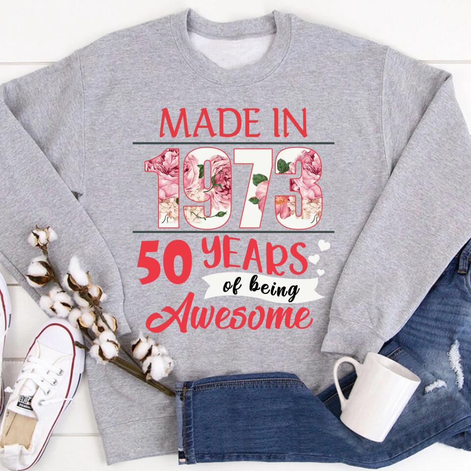 50th Birthday Shirts For Her, Personalised 50th Birthday Gifts, 1973 T Shirt, 50 and Fabulous Shirt, Custom Birthday Shirt