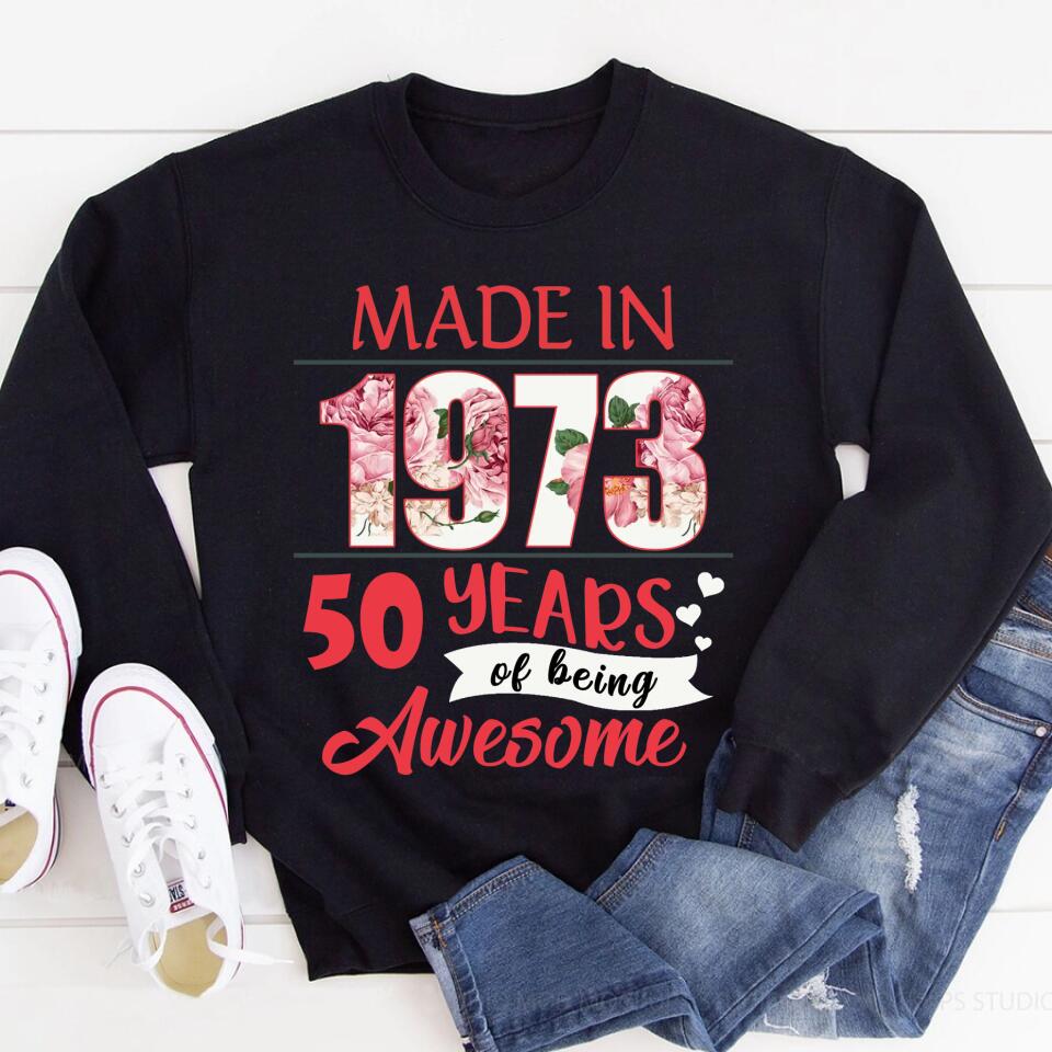 50th Birthday Shirts For Her, Personalised 50th Birthday Gifts, 1973 T Shirt, 50 and Fabulous Shirt, Custom Birthday Shirt