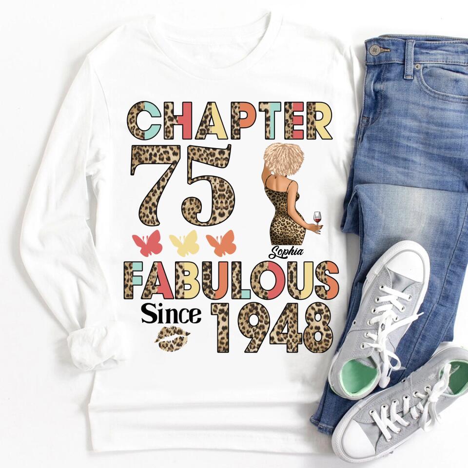 Chapter 75, Fabulous Since 1948 75th Birthday Unique T Shirt For Woman, Custom Birthday Shirt, Her Gifts For 75 Years Old , Turning 75 Birthday Cotton Shirt