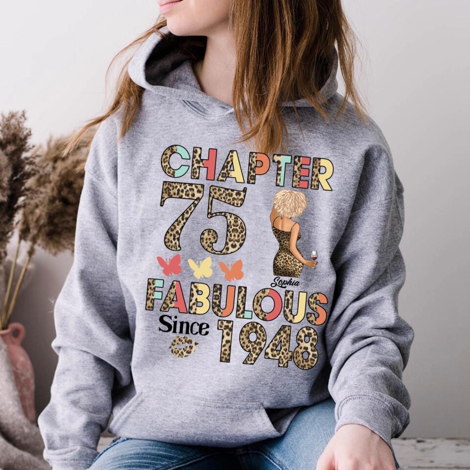 Chapter 75, Fabulous Since 1948 75th Birthday Unique T Shirt For Woman, Custom Birthday Shirt, Her Gifts For 75 Years Old , Turning 75 Birthday Cotton Shirt