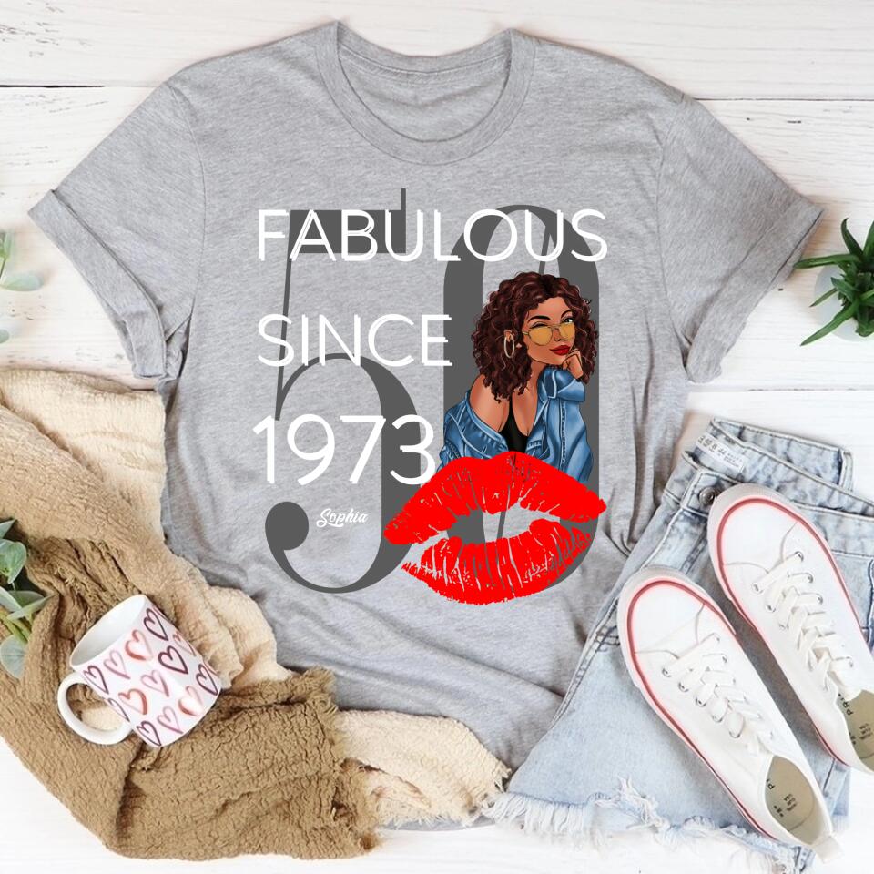 Chapter 50, Fabulous Since 1973 50th Birthday Unique T Shirt For Woman, Custom Birthday Shirt, Her Gifts For 50 Years Old , Turning 50 Birthday Cotton Shirt