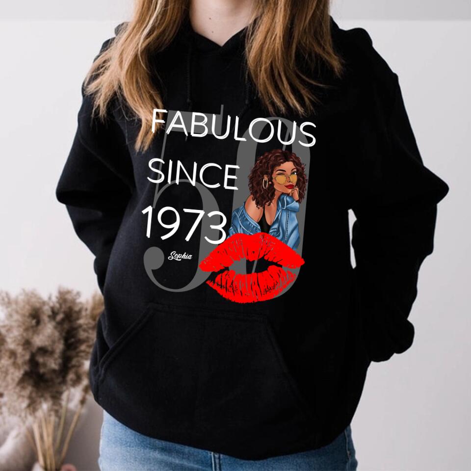 Chapter 50, Fabulous Since 1973 50th Birthday Unique T Shirt For Woman, Custom Birthday Shirt, Her Gifts For 50 Years Old , Turning 50 Birthday Cotton Shirt