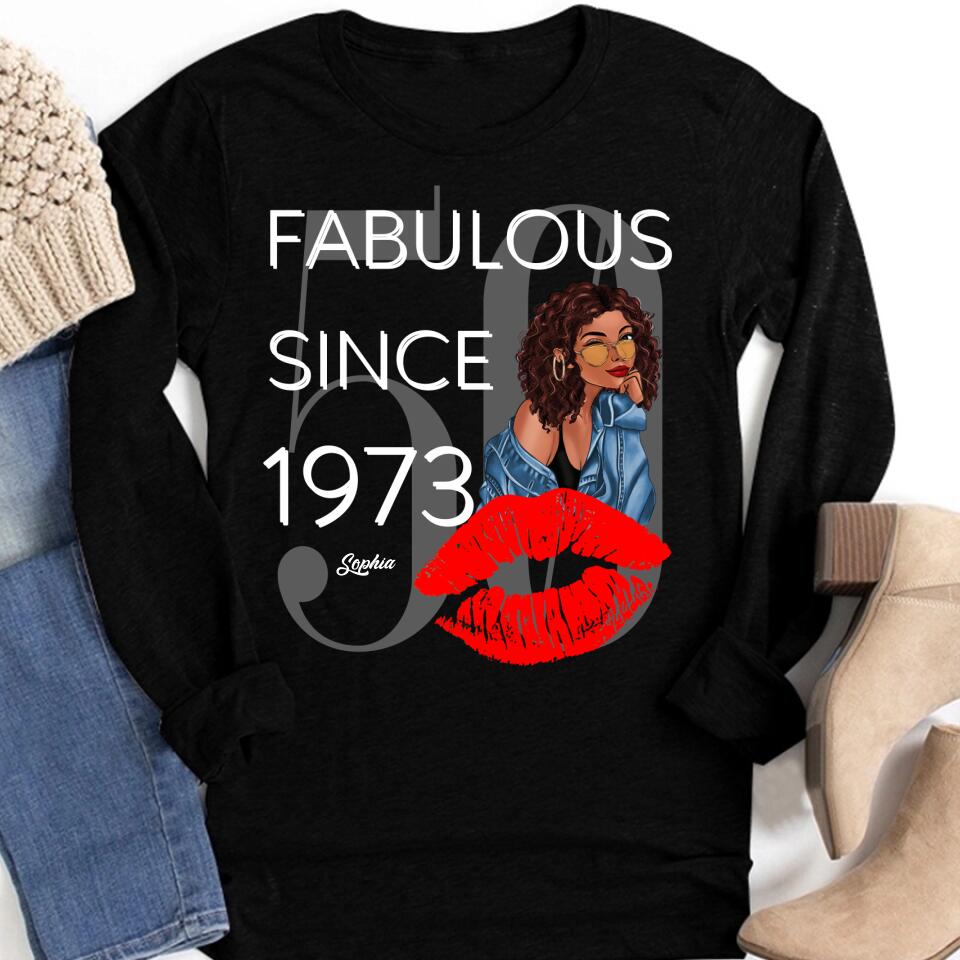 Chapter 50, Fabulous Since 1973 50th Birthday Unique T Shirt For Woman, Custom Birthday Shirt, Her Gifts For 50 Years Old , Turning 50 Birthday Cotton Shirt