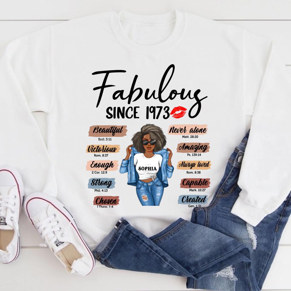 50th Birthday Shirts For Her, Personalised 50th Birthday Gifts, 1973 T Shirt, 50 And Fabulous Shirt, 50th Birthday Shirt Ideas, Gift Ideas 50th Birthday Woman