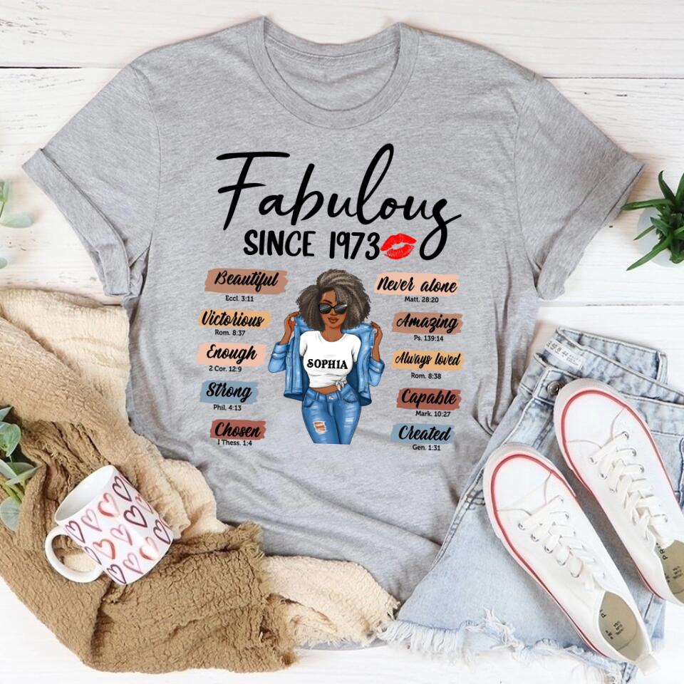 50th Birthday Shirts For Her, Personalised 50th Birthday Gifts, 1973 T Shirt, 50 And Fabulous Shirt, 50th Birthday Shirt Ideas, Gift Ideas 50th Birthday Woman