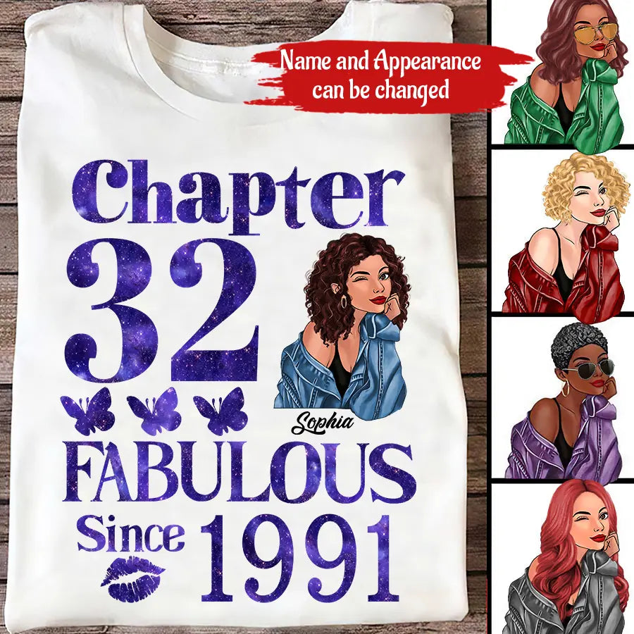 32nd Birthday Shirts, Custom Birthday Shirts, Turning 32 Shirt, Gifts For Women Turning 32, 32 And Fabulous Shirt, 1991 Shirt, 32nd Birthday Shirts For Her