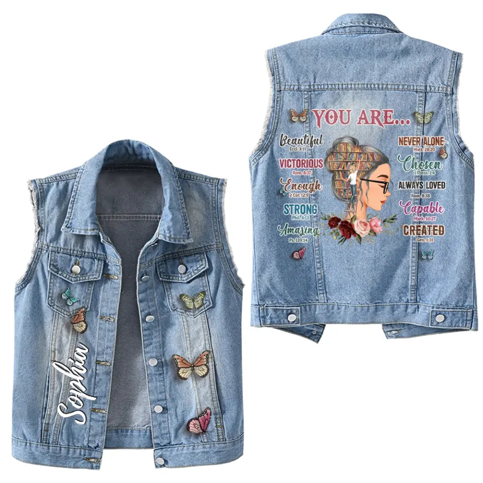 Premium Log Denim Vest - Gift For Women, Denim Vest Book, Reading Book Lover