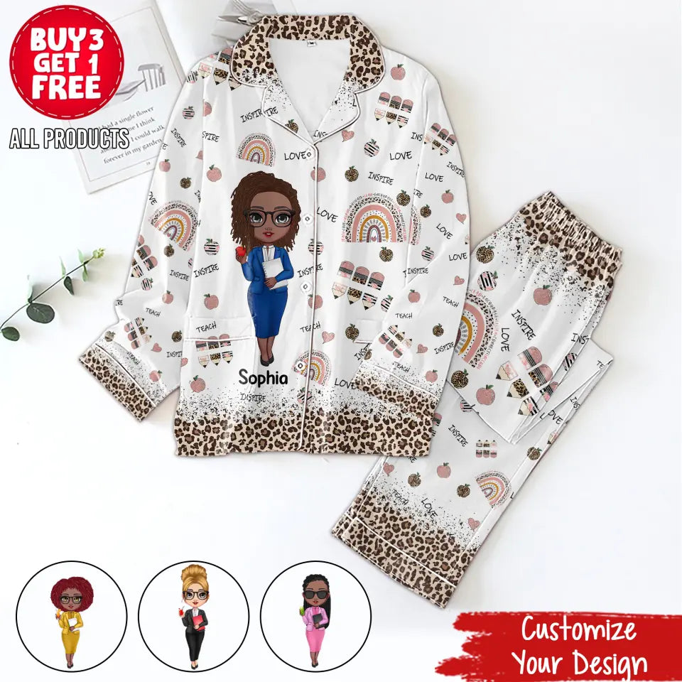 Personalized Women&#39;s Pajama Set, Gift For Teachers