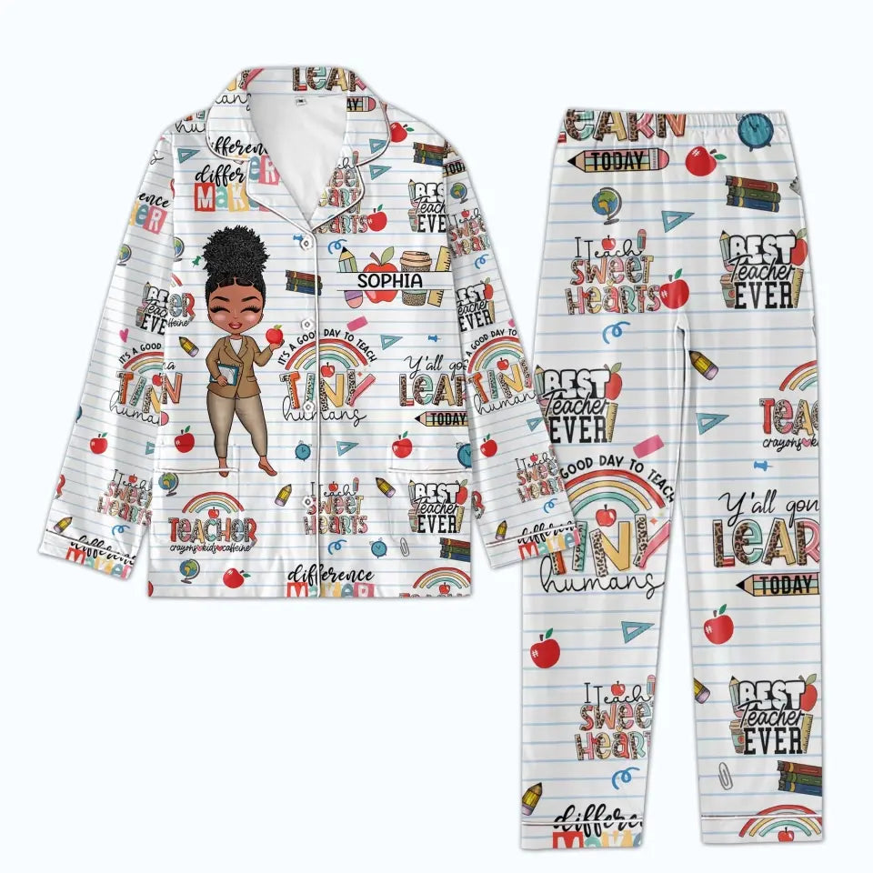 Personalized Women&#39;s Pajama Set, Gift For Teachers