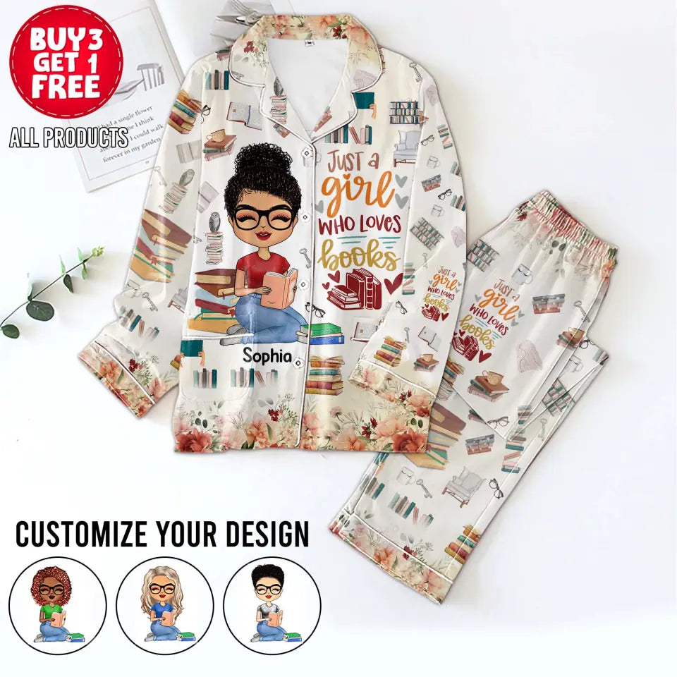 Personalized Women&#39;s Pajama Set, Gift For Books Lover