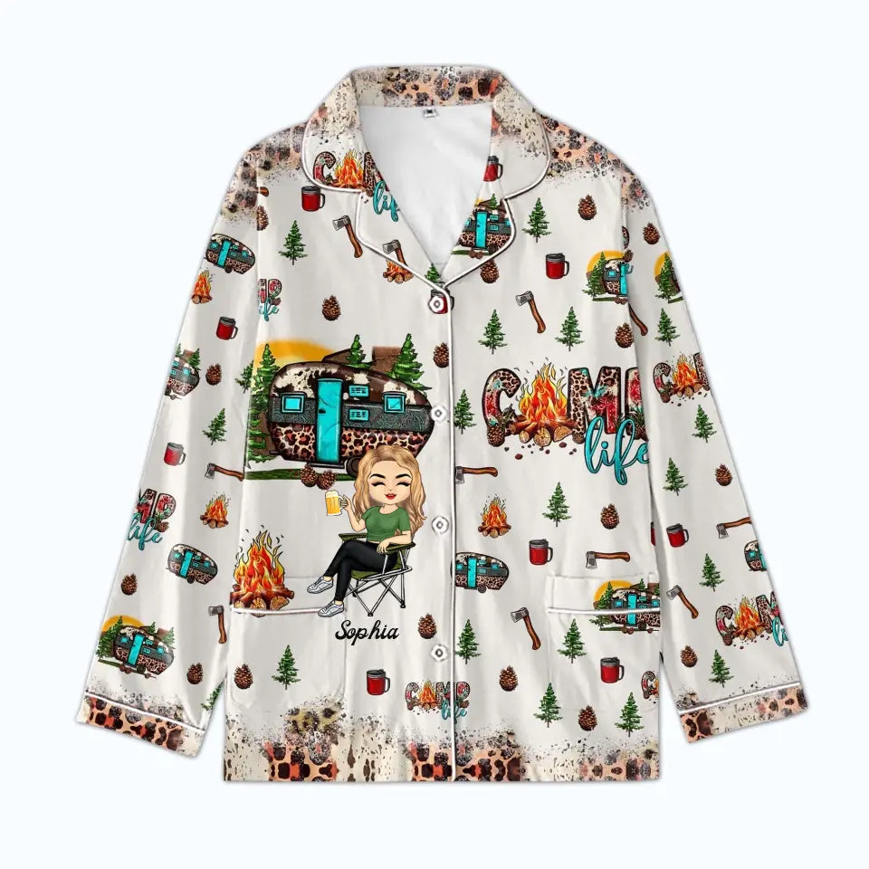 Personalized Women&#39;s Pajama Set, Gift For Camper Lover