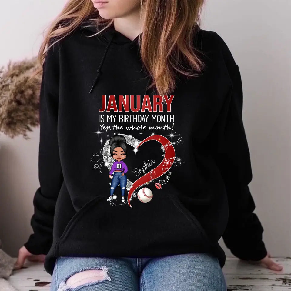 Custom January Birthday Shirt For Woman, January Birthday Shirts For Woman, January Birthday Gifts for Baseball lovers