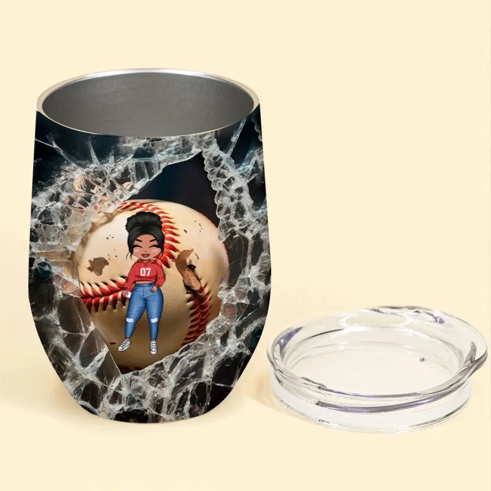 Personalized Wine Tumbler - Birthday Gift Baseball Lovers