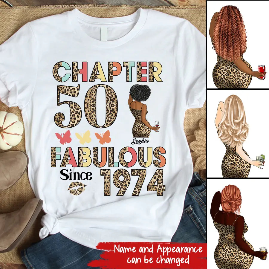 Chapter 50, Fabulous Since 1974 50th Birthday Unique T Shirt For Woman, Custom Birthday Shirt, Her Gifts For 50 Years Old , Turning 50 Birthday Cotton Shirt - HCT