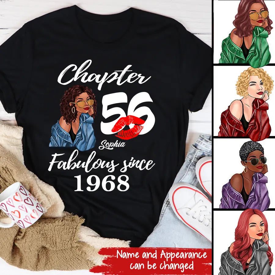 Custom Birthday Shirts, Chapter 56, Fabulous Since 1968 56th Birthday Unique T Shirt For Woman, Her Gifts For 56 Years Old, Turning 56 Birthday Cotton Shirt-HCT