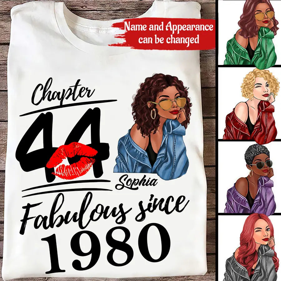 44th Birthday Shirts, Custom Birthday Shirts, Turning 44 Shirt, Gifts For Women Turning 44, 44 And Fabulous Shirt, 1980 Shirt, 44th Birthday Shirts For Her, It's My 44 Birthday - HCT