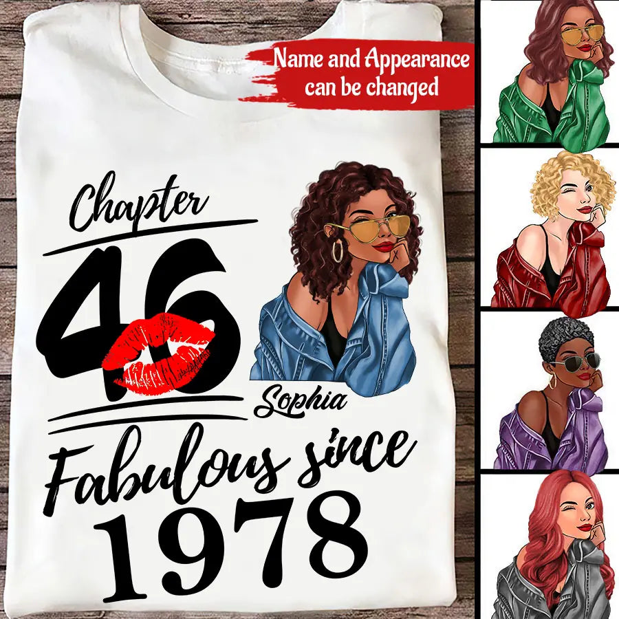 Chapter 46, Fabulous Since 1978 46th Birthday Unique T Shirt For Woman, Custom Birthday Shirt, Her Gifts For 46 Years Old , Turning 46 Birthday Cotton Shirt - HCT