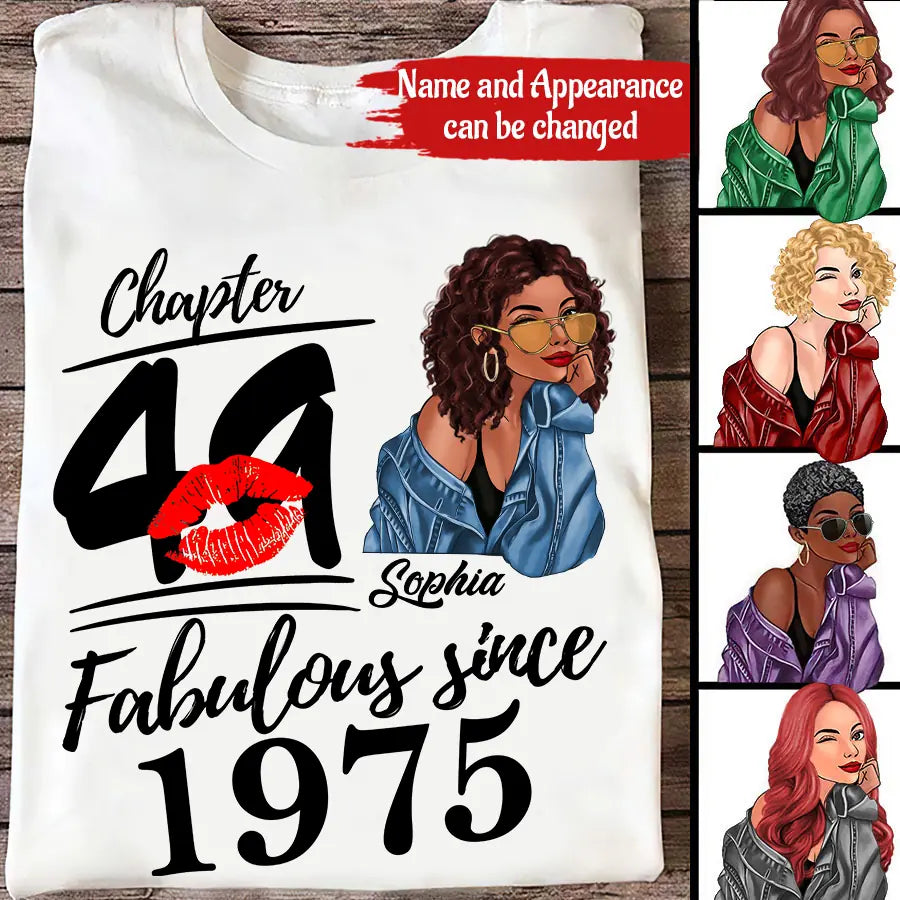 49th Birthday Shirts, Custom Birthday Shirts, Turning 49 Shirt, Gifts For Women Turning 49, 49 And Fabulous Shirt, 1975 Shirt, 49th Birthday Shirts For Her, It's My 49 Birthday-HCT
