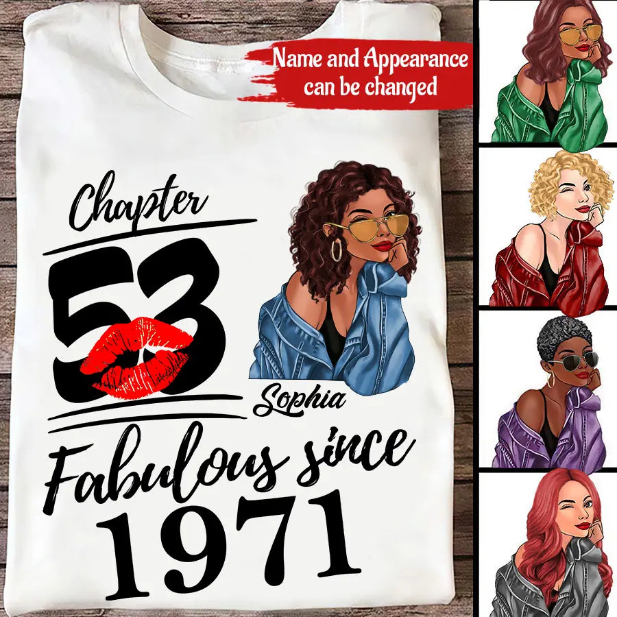 Chapter 53, Fabulous Since 1971 53rd Birthday Unique T Shirt For Woman, Custom Birthday Shirt, Her Gifts For 53 Years Old , Turning 53 Birthday Cotton Shirt-HCT