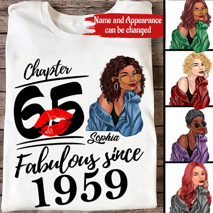 65th Birthday Shirts, Custom Birthday Shirts, Turning 65 Shirt For Women, Turning 65 And Fabulous Shirt, 1959 Shirt, Best Gifts For Women Turning 65-HCT