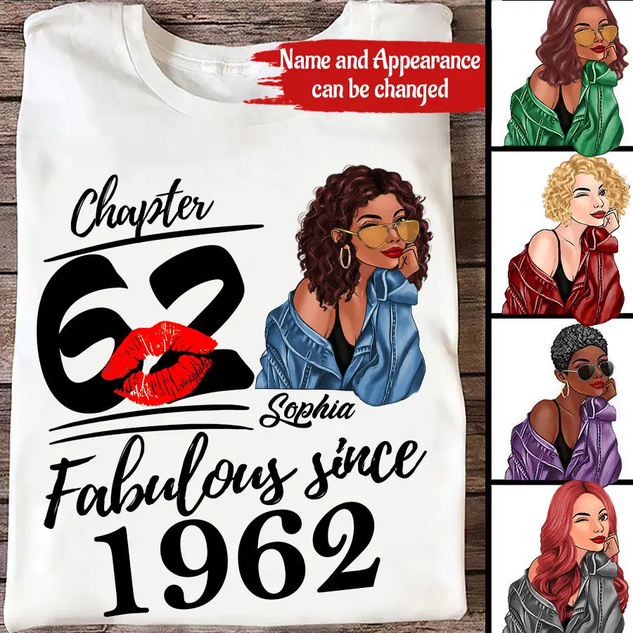 62nd Birthday Shirts, Custom Birthday Shirts, Turning 62 Shirt For Women, Turning 62 And Fabulous Shirt, 1962 Shirt, Best Gifts For Women Turning 62-HCT