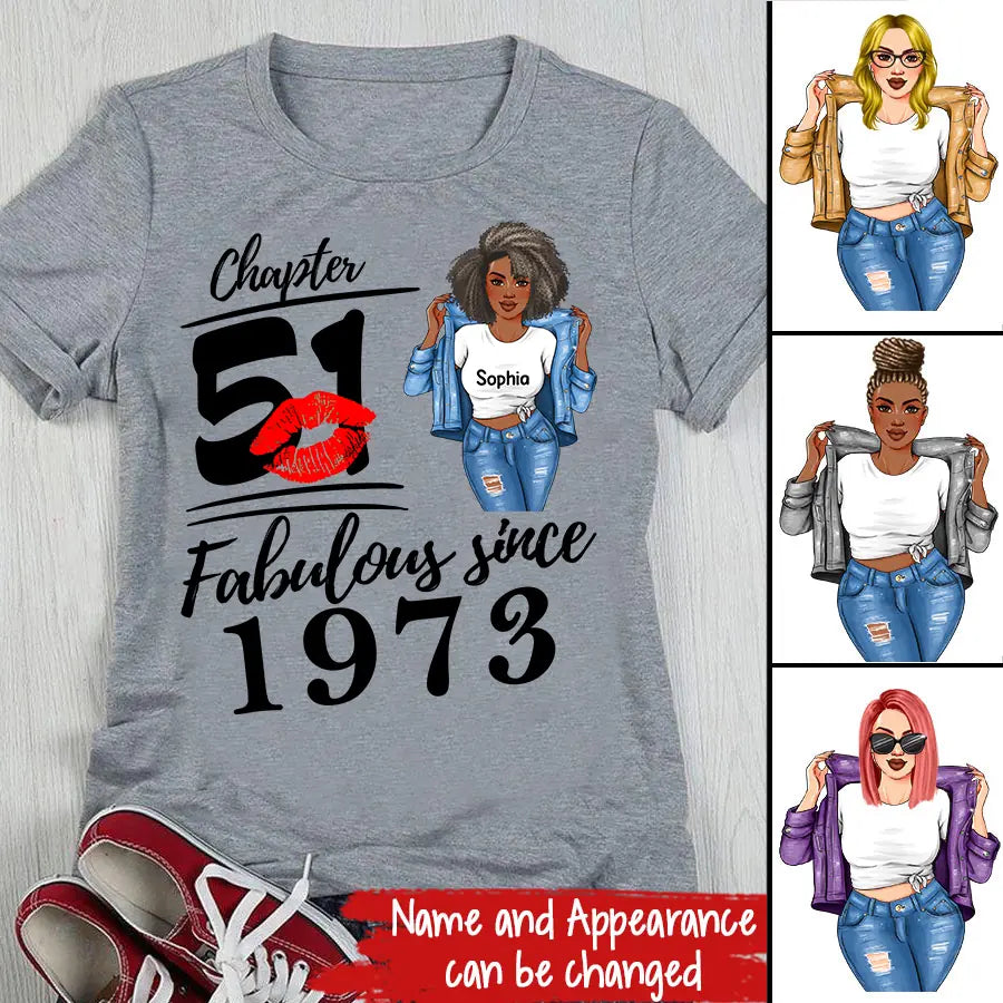 Chapter 51, Fabulous Since 1973 51th Birthday Unique T Shirt For Woman, Custom Birthday Shirt, Her Gifts For 51 Years Old , Turning 51 Birthday Cotton Shirt-HCT