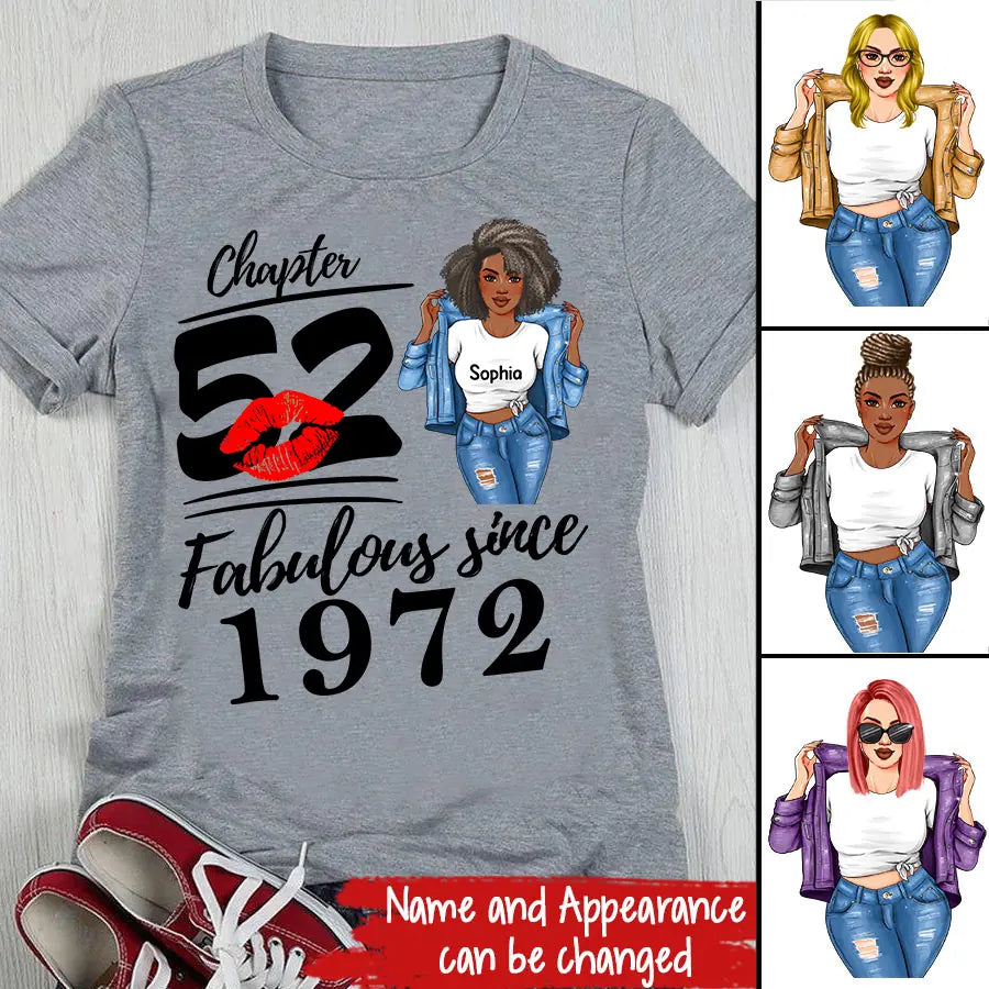 Chapter 52, Fabulous Since 1972 52nd Birthday Unique T Shirt For Woman, Custom Birthday Shirt, Her Gifts For 52 Years Old , Turning 52 Birthday Cotton Shirt-HCT