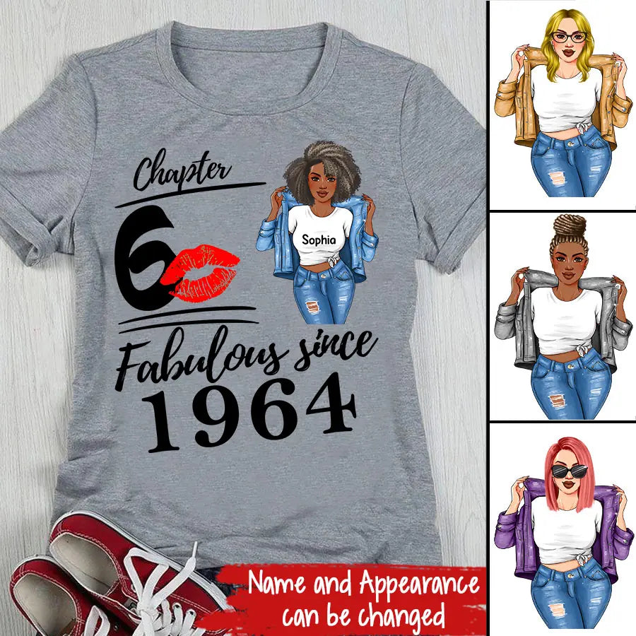 Chapter 60, Fabulous Since 1964 60th Birthday Unique T Shirt For Woman, Custom Birthday Shirt, Her Gifts For 60 Years Old , Turning 60 Birthday Cotton Shirt