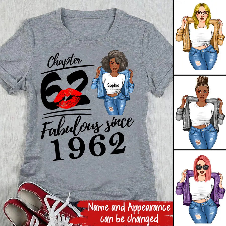 Chapter 62, Fabulous Since 1962 62th Birthday Unique T Shirt For Woman, Custom Birthday Shirt, Her Gifts For 62 Years Old , Turning 62 Birthday Cotton Shirt-HCT