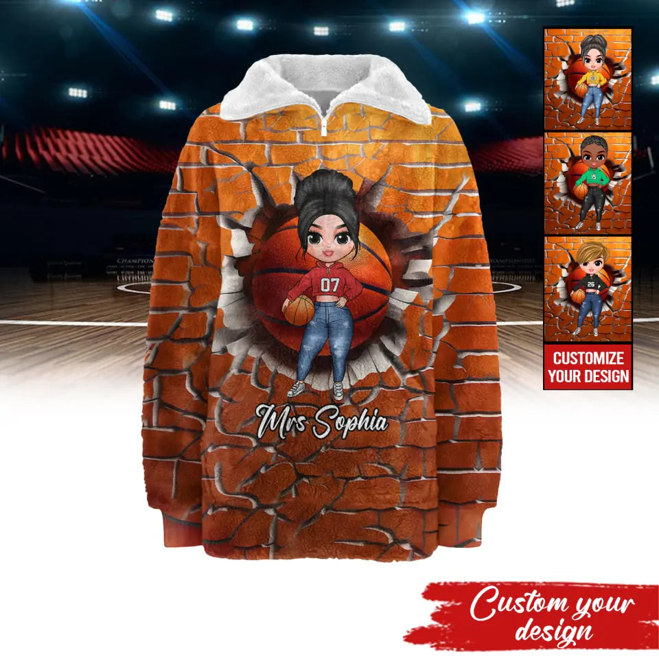 Borg Fleece Sweatshirt - Personalized Gift For Basketball Lovers