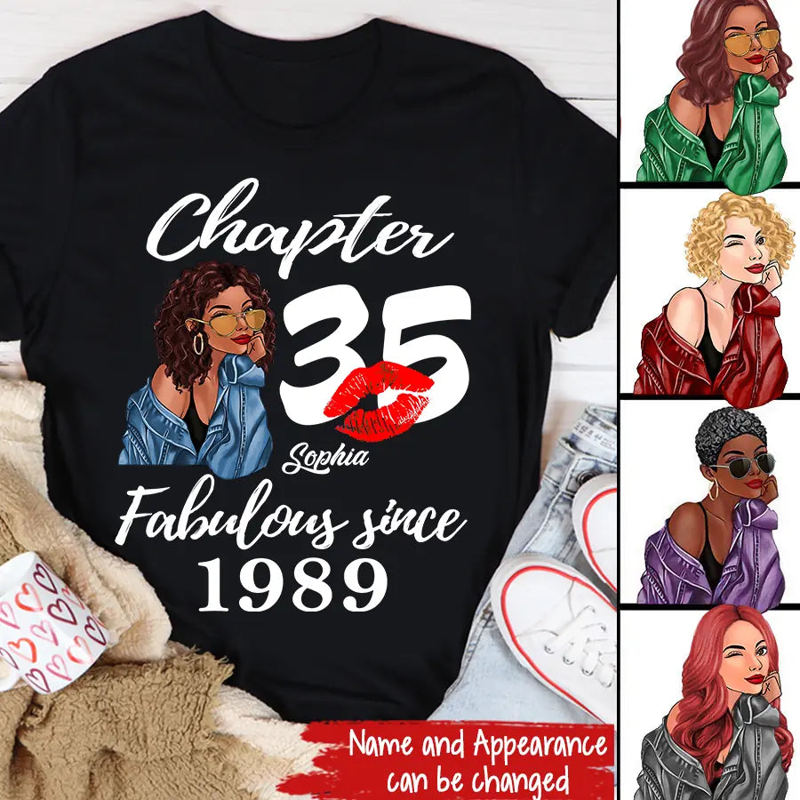 35 Birthday Shirts For Her, Personalised 35th Birthday Gifts, 1989 T Shirt, 35 And Fabulous Shirt, 35th Birthday Shirt Ideas, Gift Ideas 35th Birthday Woman