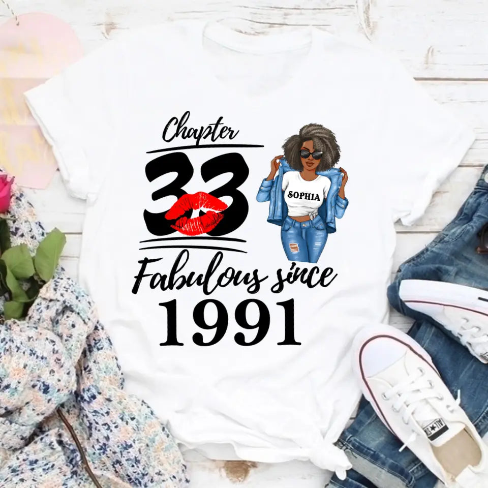 33rd Birthday Shirts, Custom Birthday Shirts, Turning 33 Shirt, Gifts For Women Turning 33, 33 And Fabulous Shirt, 1991 Shirt, 33rd Birthday Shirts For Her
