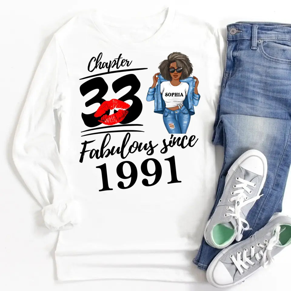 33rd Birthday Shirts, Custom Birthday Shirts, Turning 33 Shirt, Gifts For Women Turning 33, 33 And Fabulous Shirt, 1991 Shirt, 33rd Birthday Shirts For Her